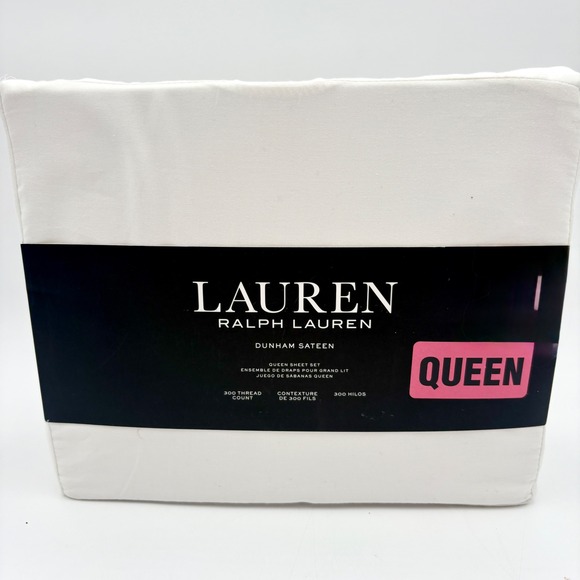 LAUREN Ralph Lauren Dunham Sateen Queen Sheet Set White 300 Thread Count - Picture 1 of 2